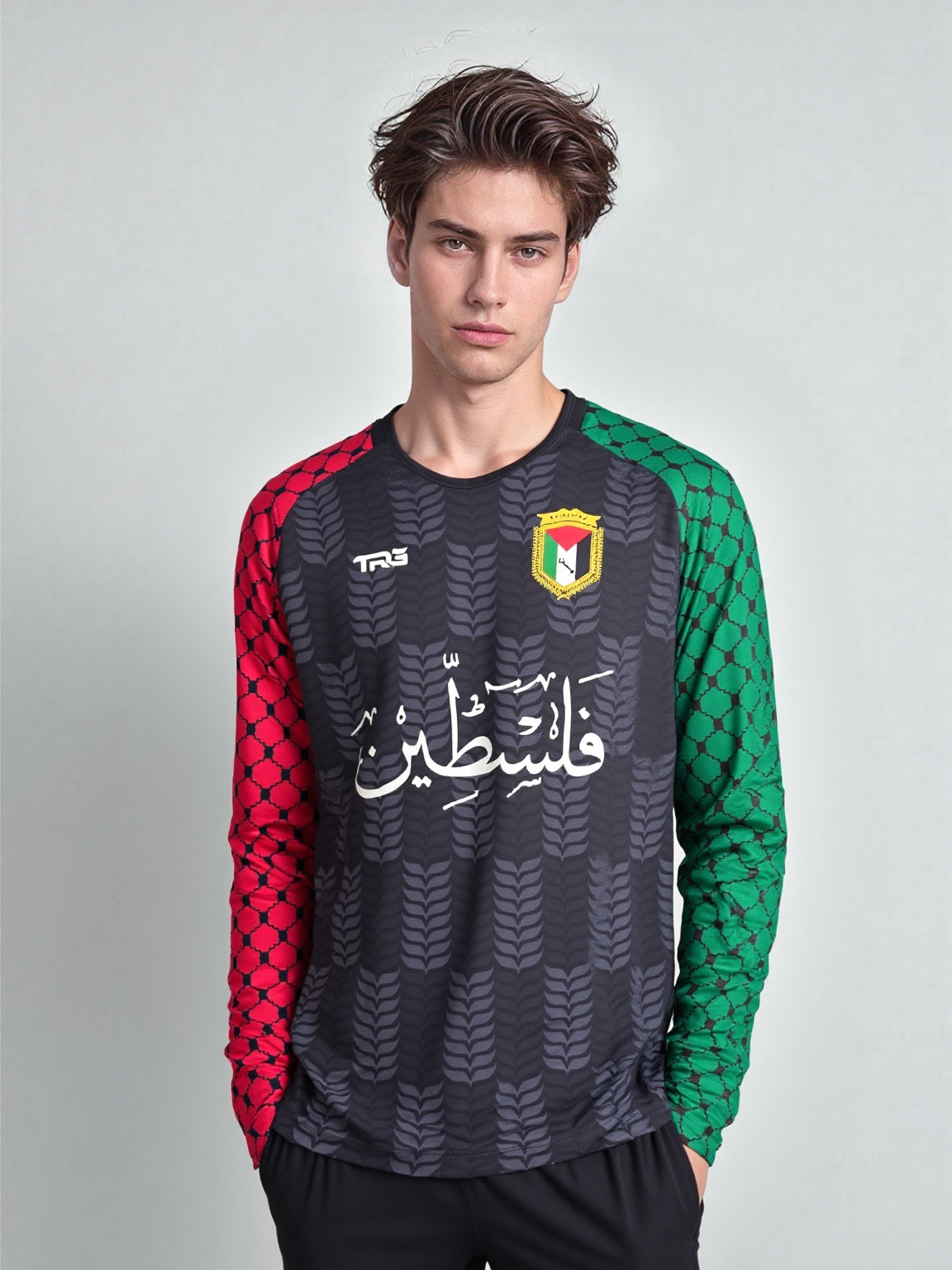 Palestine Football Jersey - Full Sleeve - Black
