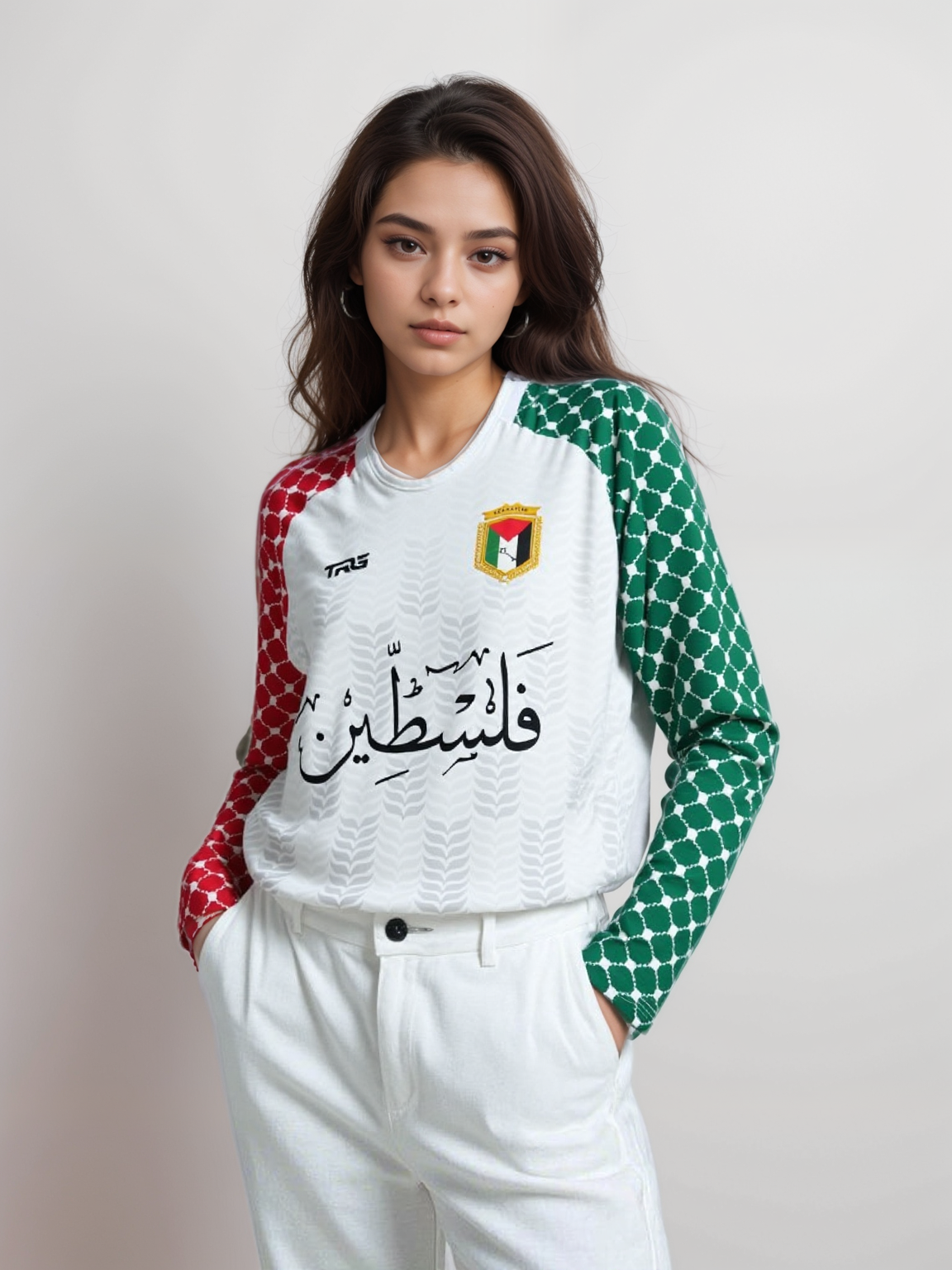 Palestine Football Jersey - Full Sleeve - White