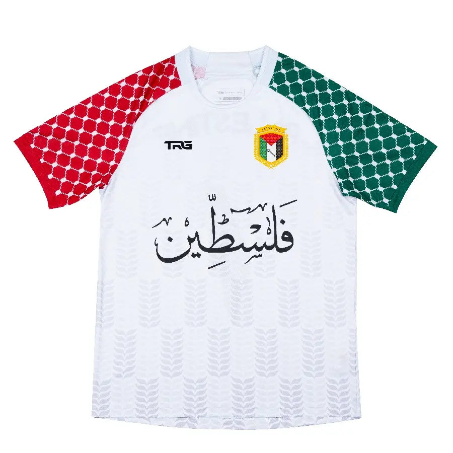 White Free Palestine shirt front view on male and female models