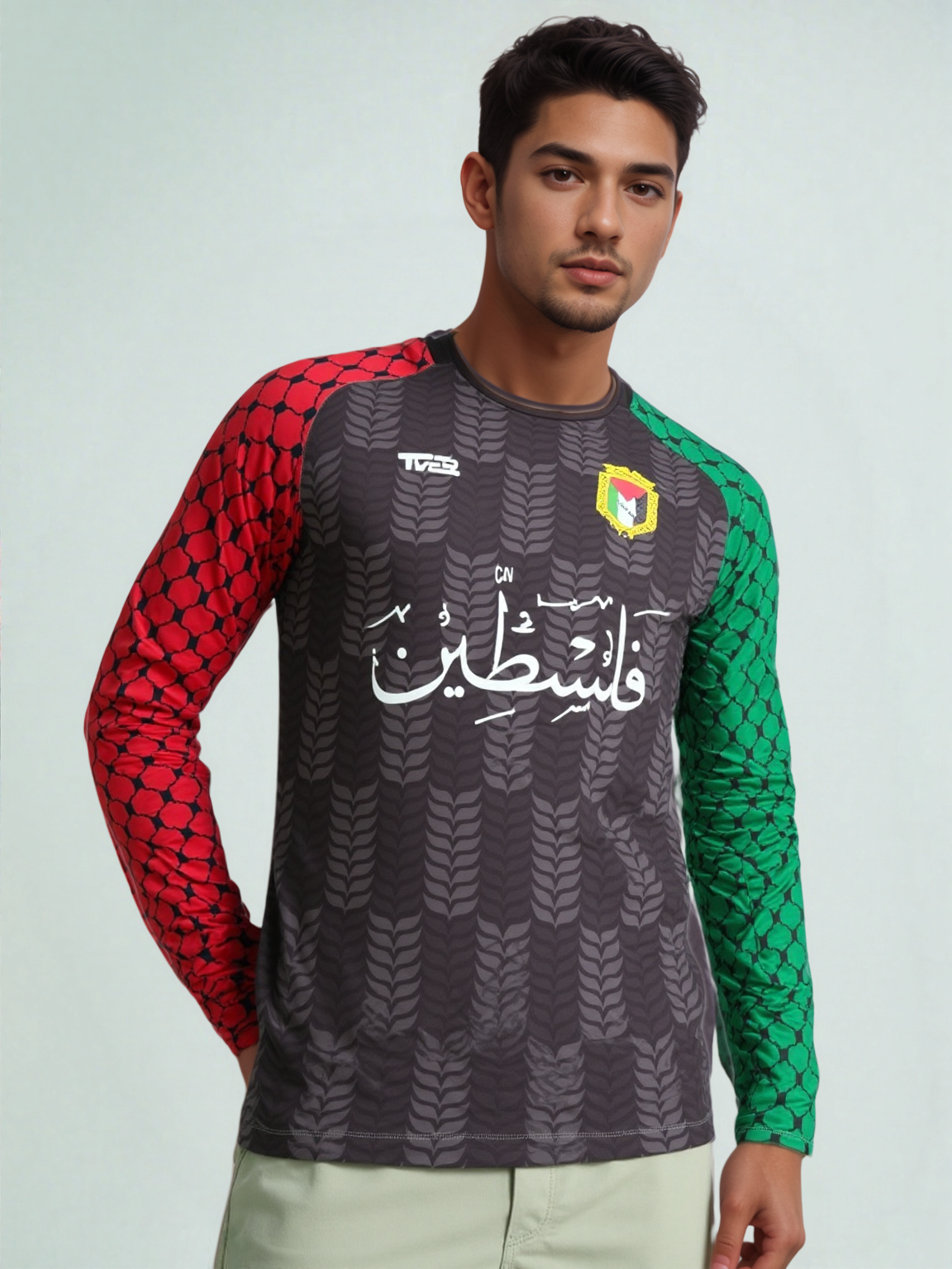Palestine Football Jersey - Full Sleeve - Black