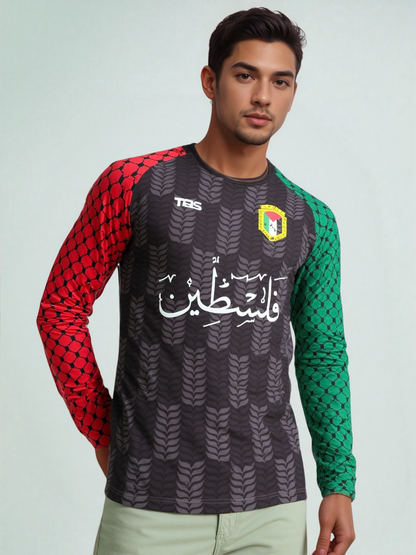 Palestine Football Jersey - Full Sleeve - Black