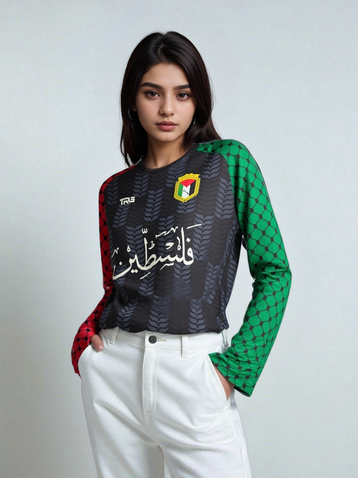 Palestine Football Jersey - Full Sleeve - Black