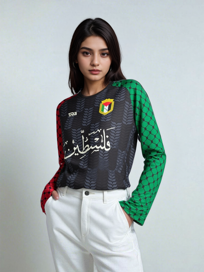 Palestine Football Jersey - Full Sleeve - Black