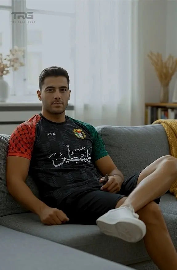 Palestine Football Jersey – Black Short Sleeve | 100% of Profits Donated