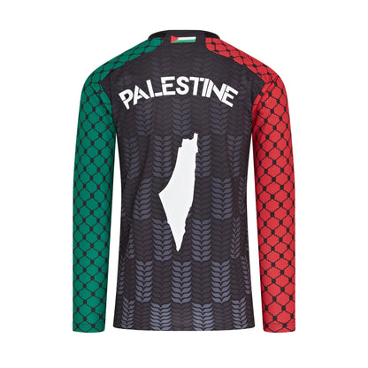 Back of Palestine t-shirt with Palestinian flag and map graphic — statement shirt for justice